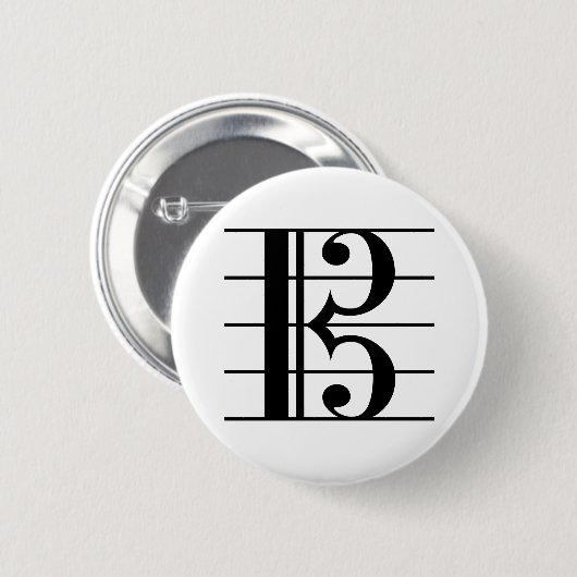 Alto Clef over Personeel Ronde Button 5,7 Cm (Voorkant /achterkant)