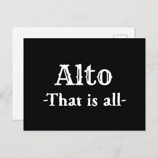 Alto dat is allemaal grappige muziek briefkaart (Voorkant / Achterkant)