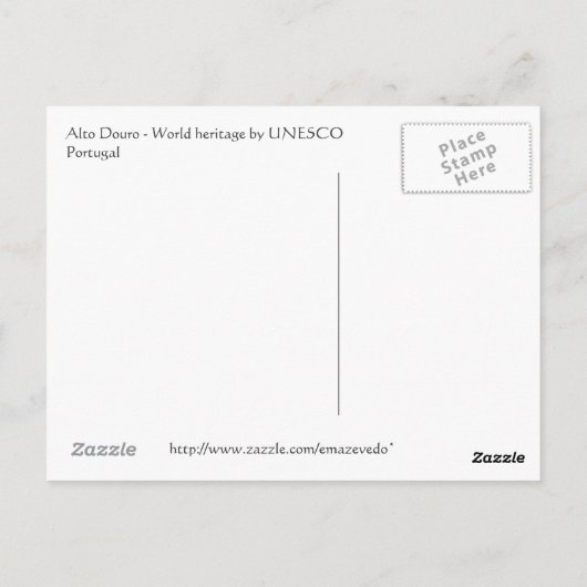 Alto Douro, Patrimoine mondial par carte postale U (Dos)