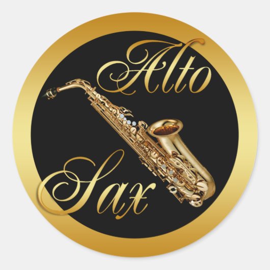 ALTO SAX RONDE STICKER (Voorkant)