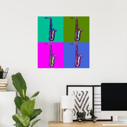 Alto Saxophone Pop Art Poster (Thuiskantoor)