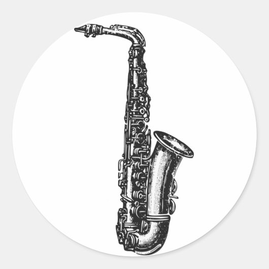 Alto Saxophone Ronde Sticker (Voorkant)