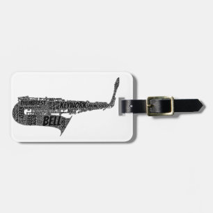 Alto Saxophone: zwarte tekst in Word Art Bagagelabel
