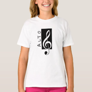 Alto Singer Treble Clef (zwart en wit) T-shirt