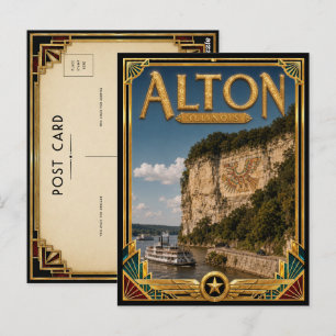 Alton Illinois Vintage Art Deco Gouden Tijdperk Briefkaart