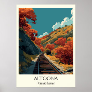 Altoona Pennsylvania Vintage Mountain Rail Art Poster