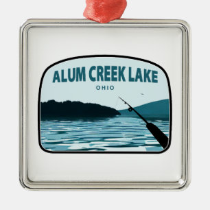 Alum Creek Lake Ohio Gevist Rod Metalen Ornament
