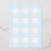 Aluminium Bunny Blue En vichy Christening Foil Invitation (Verso)