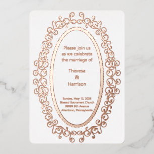 Aluminium Cadre de photo ovale en or rose Invitation de mari