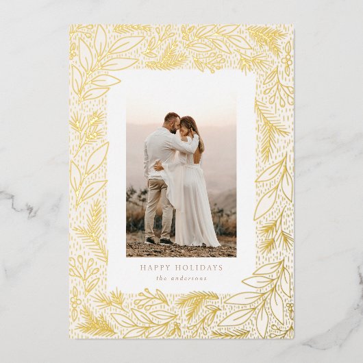 Aluminium Carte de vœux de Noël à feuillage persistant en ca (Recto)