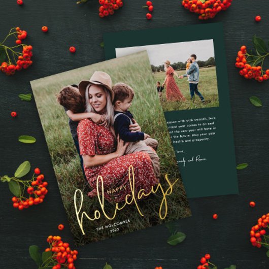 Aluminium Carte de vœux Joyeuses Fêtes en écriture moderne a