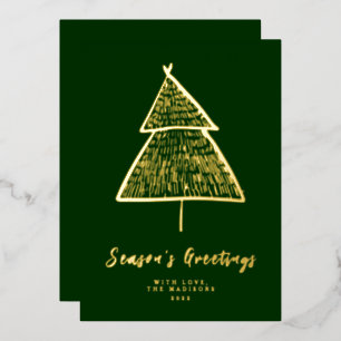 Aluminium Carte de vœux minimaliste Noël Arbre en feuille d'