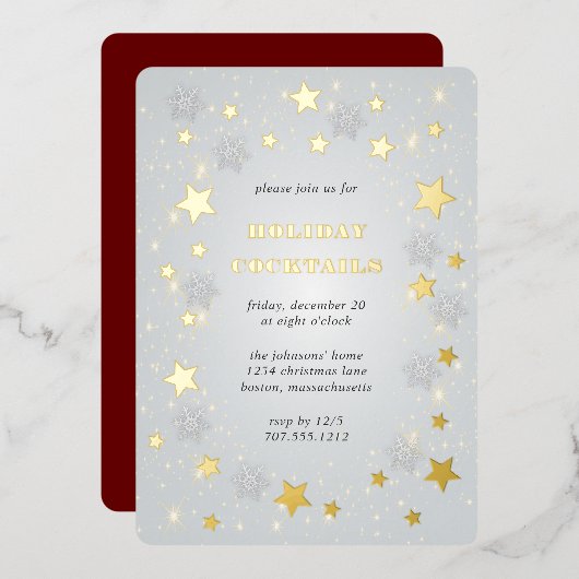 Aluminium Ciel de Noël étoilé | Invitation en papier d'alumi (Recto/Verso)
