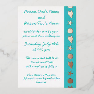 Aluminium Coquillages d'été en Turquoise Foil Invitation