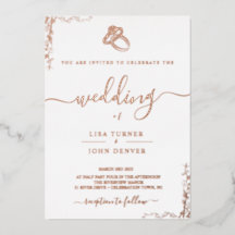 Élégante invitation de mariage minimaliste en feui