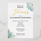 Aluminium Élégante Mariée Sauge et Or Invitation en Feuille (Recto)