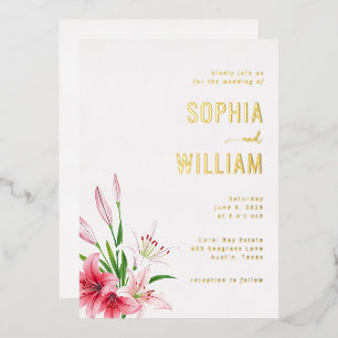 Aluminium Faire invitation de mariage florale en or