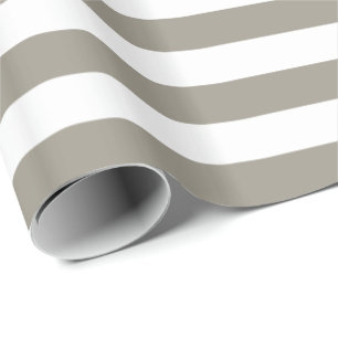 Aluminium grijs/witte streep cadeaupapier