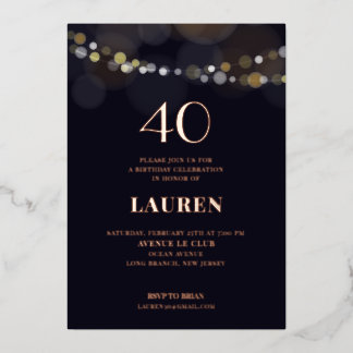 Aluminium Guirlande lumineuse pour 40 ans Invitation en feui