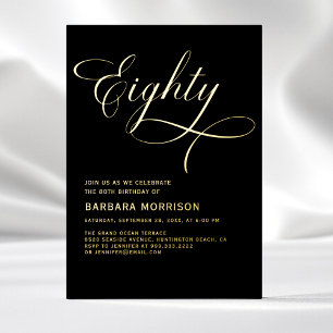 Aluminium Invitation 80e anniversaire en élégante écriture n
