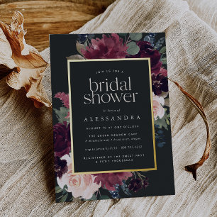 Aluminium Invitation à la douche nuptiale en fleurs de prune