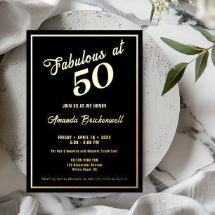 Aluminium Invitation anniversaire 50 ans en feuille d'or Fab