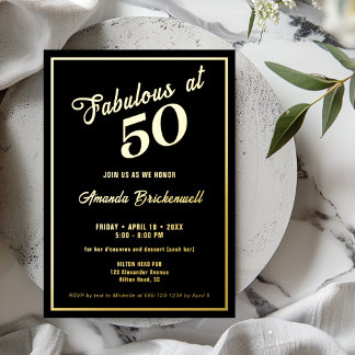 Aluminium Invitation anniversaire 50 ans en feuille d'or Fab
