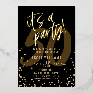 Aluminium Invitation d'anniversaire 50 ans noir amusant en v