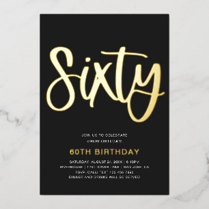 Aluminium Invitation d'anniversaire 60 ans en feuille d'or