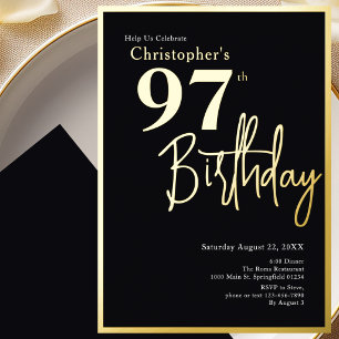 Aluminium Invitation d'anniversaire 97 ans en feuille d'or M