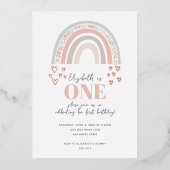 Aluminium Invitation d'anniversaire arc-en-ciel Boho en feui (Recto)