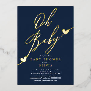 Aluminium Invitation de baby shower Oh Baby Baby en feuille