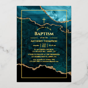 Aluminium Invitation de baptême en feuille d'aluminium turqu