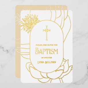 Aluminium Invitation de baptême simple en feuille d'or blanc