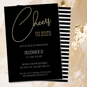 Aluminium Invitation de fête du Nouvel An en écriture noire