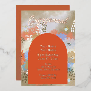 Aluminium Invitation de fiançailles florale moderne en feuil