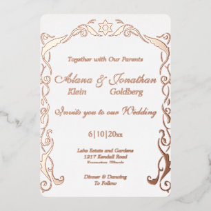 Aluminium Invitation de mariage à cadre en tourbillon juif e