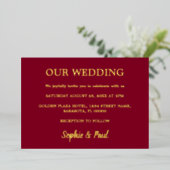 Aluminium Invitation de mariage classique en burgundy avec f (Debout devant)