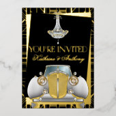 Aluminium Invitation de mariage classique Gatsby Deco en feu (Recto)
