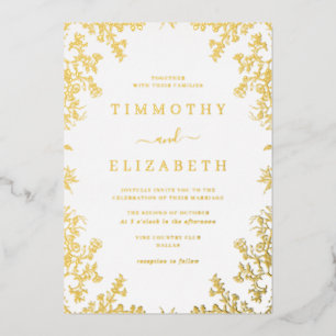 Aluminium Invitation de mariage élégante à motif floral en o