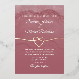 Aluminium Invitation de mariage en calligraphie rose poussié