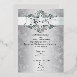 Aluminium Invitation de mariage en feuille d'argent Happines