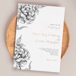Aluminium Invitation de mariage en feuille d'or rose florale