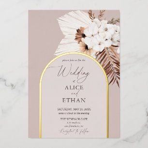 Aluminium Invitation de mariage en feuilles de palmier séché