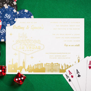 Aluminium Invitation de mariage en papier doré à Las Vegas