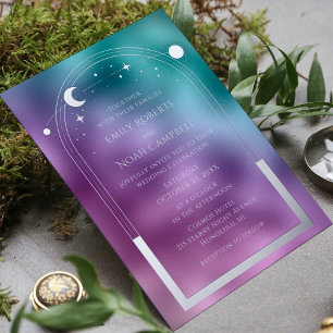 Aluminium Invitation de mariage en ton de bijou argent céles