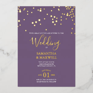 Aluminium Invitation de mariage en typographie violette avec