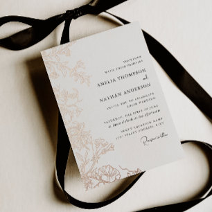 Aluminium Invitation de mariage florale en or rose métallisé