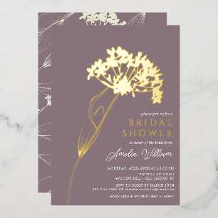 Aluminium Invitation de mariage florale moderne mauve en feu