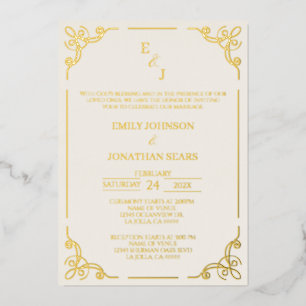 Aluminium Invitation de mariage minimaliste en feuille d'or